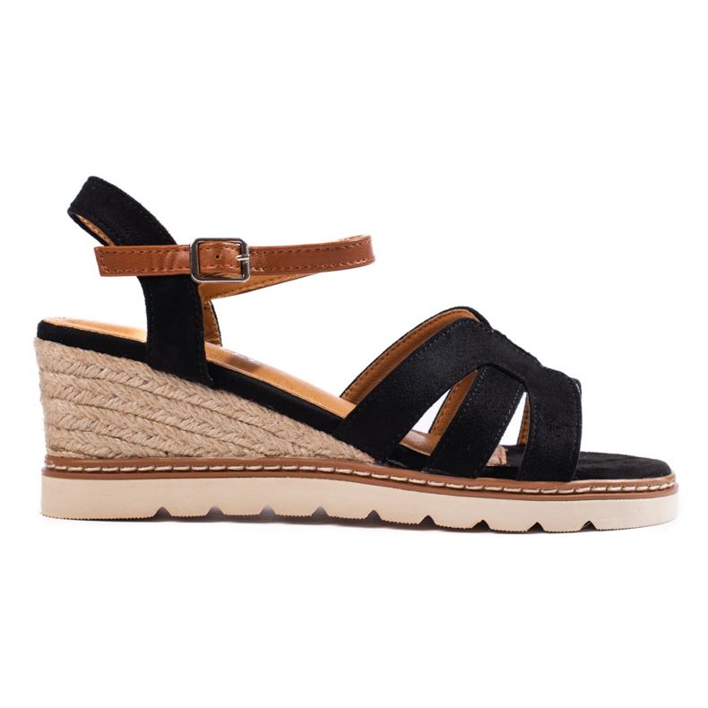 Sandales compensées noires pour femmes le noir