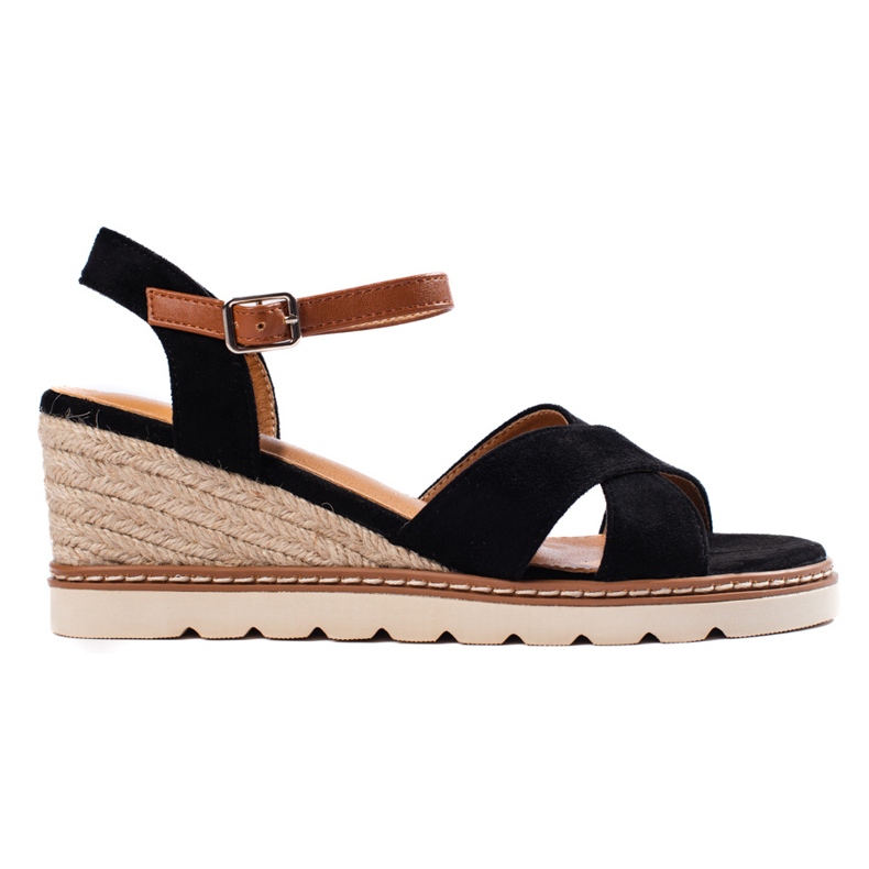 Sandales compensées noires pour femme le noir