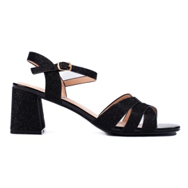 Sandales femme noires à paillettes