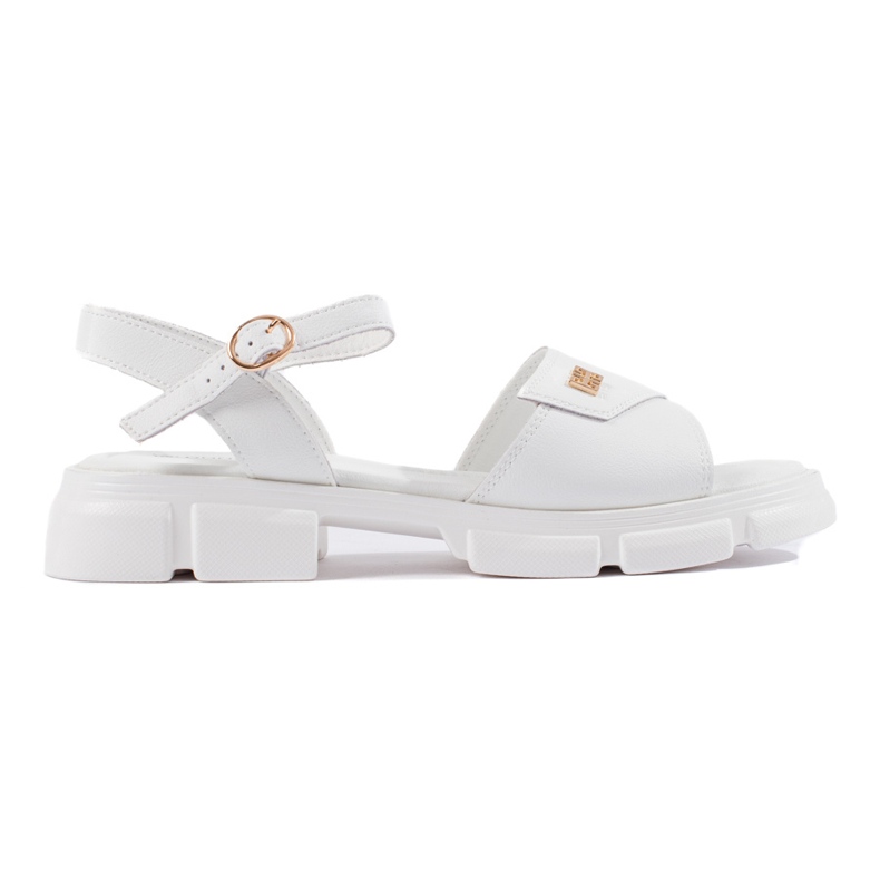 Goodin Sandales confortables en cuir blanc pour femme blanche