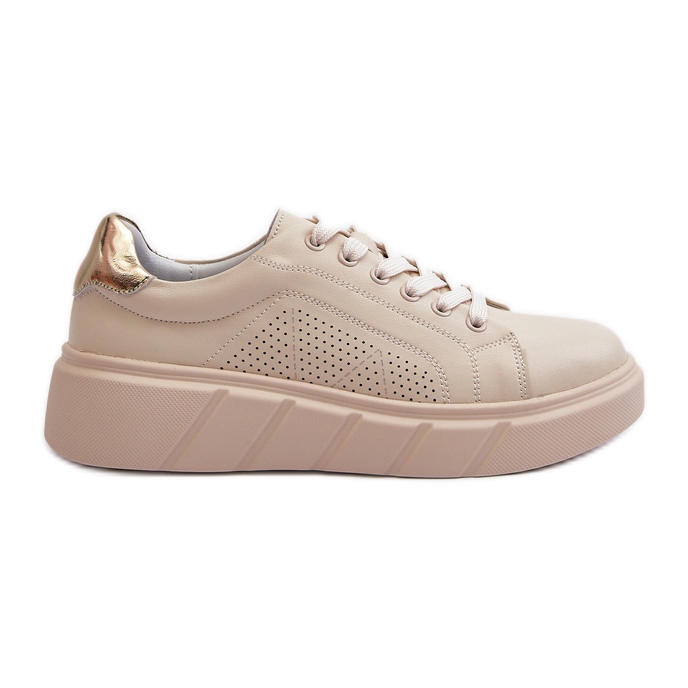 Baskets en cuir pour femmes sur la plateforme beige Gatira