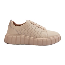 Baskets en cuir pour femmes sur la plateforme Eselmarie beige