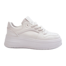 Baskets Plateforme Femme Cuir Eco Blanc Vhisper