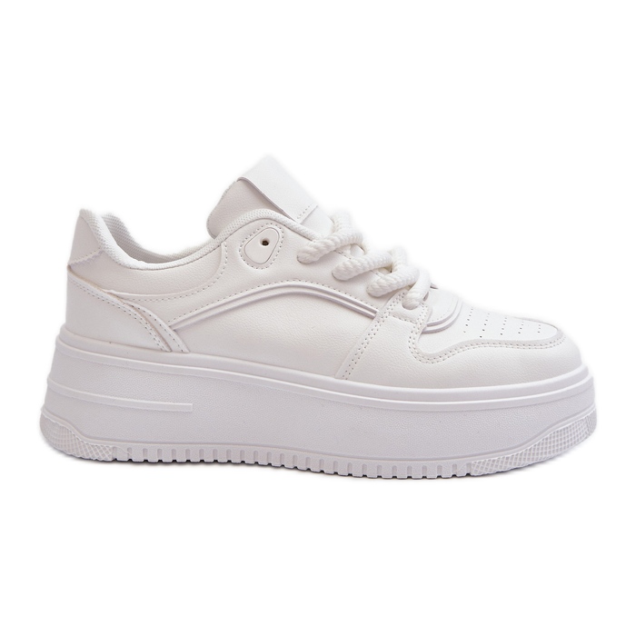 Baskets Plateforme Femme Cuir Eco Blanc Vhisper blanche