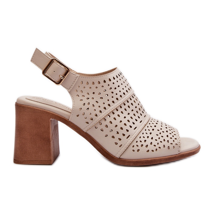 Sandales Ajourées à Talon Haut Sergio Leone SK565 Beige Clair