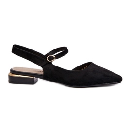 Ballerines pour femmes à talons bas à talons ouverts Sergio Leone SK831 Noir le noir