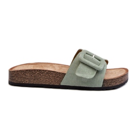 Tongs Femme Eco Daim avec Boucle, Menthe Laeltia vert