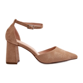 Escarpins À Talons Hauts À Bouts Pointus En Daim Eco Beige Halene