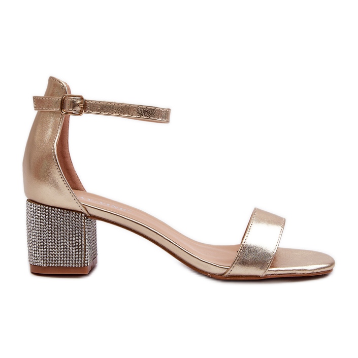 Sandales Pour Femmes En Cuir Écologique Avec Talons Hauts Décorés, Doré Wiatalia d'or Sandales Pour Femmes En Cuir Écologique Avec Talons Hauts Décorés, Doré Wiatalia d'or