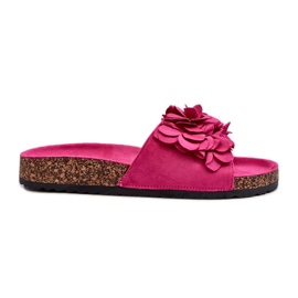 Tongs pour femmes sur plateforme en liège en suède écologique Fuchsia Jaihini rose