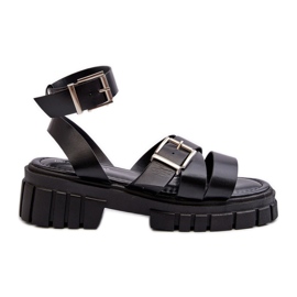 Sandales Femme À Bretelles Cuir Eco Noir Eladira