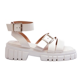 Sandales Pour Femmes Avec Lanières En Cuir Écologique Blanc Eladira