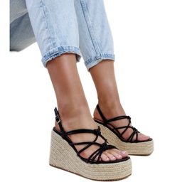 Sandales compensées Mara noires