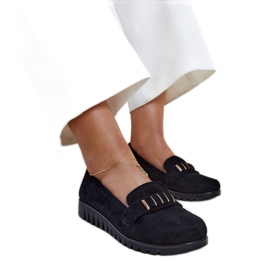 Mocassins noirs à bande décorative par Marlisa