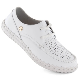 Chaussures femme en cuir, mocassins à lacets, blanc Artiker 54C-1520