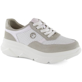 Chaussures de sport en cuir beiges pour femme Filippo DP6108 blanc