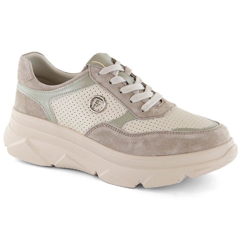 Chaussures de sport en cuir beiges pour femmes Filippo DP6108/24 BE