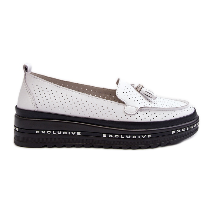 Mocassins En Cuir Pour Femme Sur La Plateforme, Blanc Assetnima blanche Mocassins En Cuir Pour Femme Sur La Plateforme, Blanc Assetnima blanche