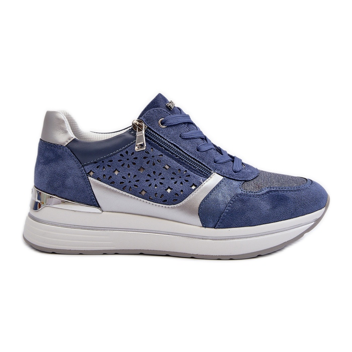 Baskets Plateforme Femme Motif Ajouré et Paillettes INBLU IN000372 Bleu Baskets Plateforme Femme Motif Ajouré et Paillettes INBLU IN000372 Bleu