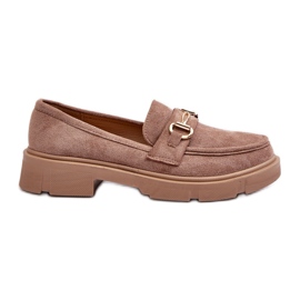 Mocassins Pour Femmes Avec Décoration Dorée, Eco Daim, Marron Lighas brun