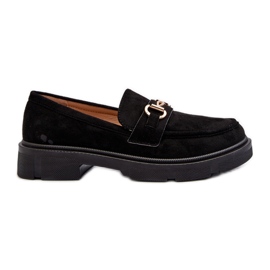 Mocassins Femme En Daim Eco Avec Décoration Dorée, Noir Lighas le noir