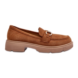 Mocassins Lighas Camel En Daim Eco Pour Femme Avec Décoration Dorée brun