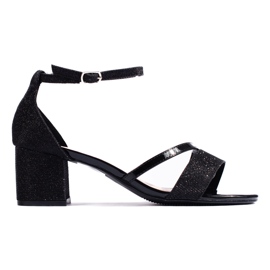 Sandales à talons hauts noires pailletées