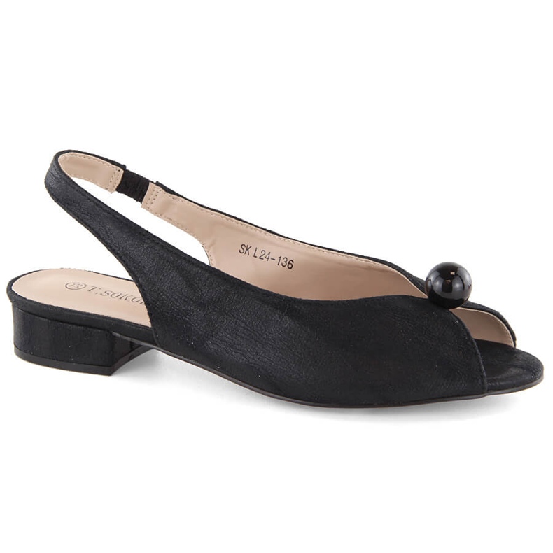 Sandales à talons bas pour femmes, noires, T.Sokolski 136 le noir