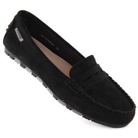 Mocassins femme en daim noir Potocki 09300