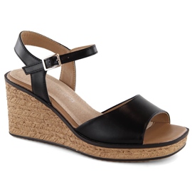Sandales compensées noires pour femmes Sergio Leone SK229