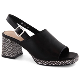 Sandales femme à talon décoratif, noir Sergio Leone SK572