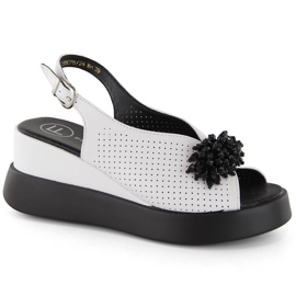 Sandales compensées pour femme en cuir avec perles, blanc Filippo DS6076 blanche