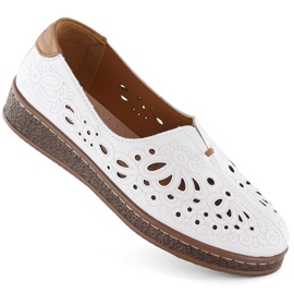 Slip-on ajouré en cuir pour femme, blanc Artiker 54C1438