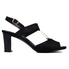 Goodin Sandales noires pour femmes sur le poteau le noir