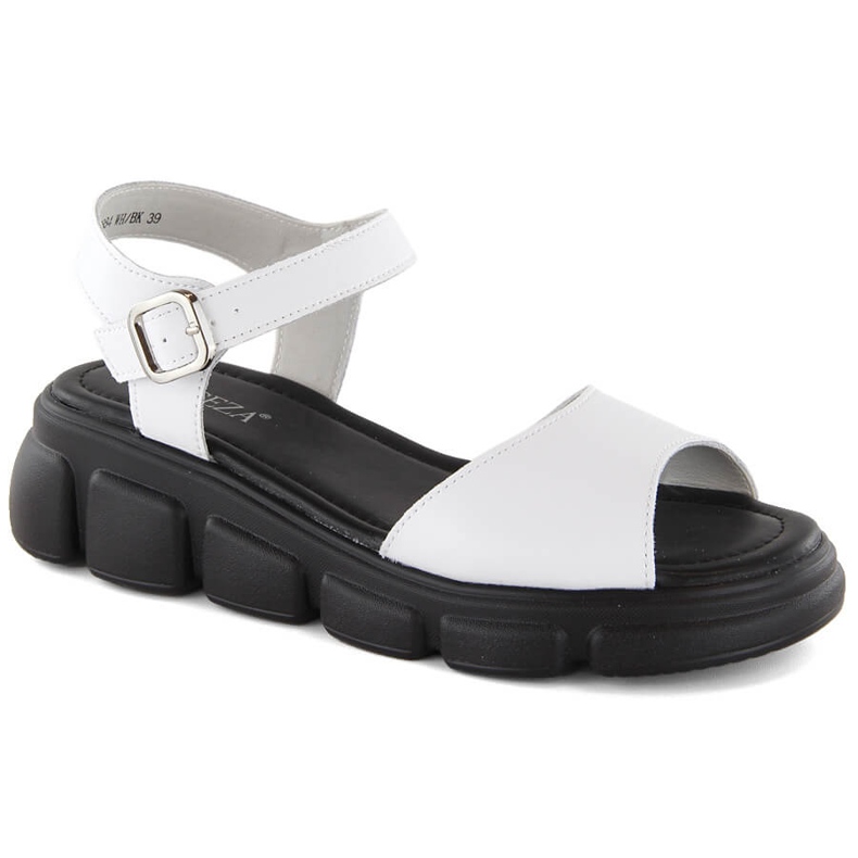 Sandales compensées en cuir pour femmes, blanches, Vinceza 7884