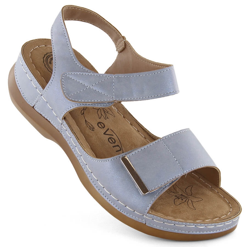 Sandales confortables pour femmes avec velcro, bleu eVento 0146