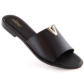Tongs noires à talons bas pour femmes eVento 7736