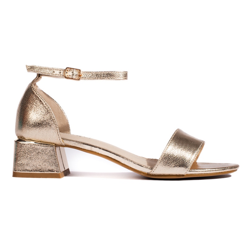 Goodin Sandales dorées à talons pour femme d'or