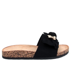 Loups Chaussons en liège noir avec un ours en peluche