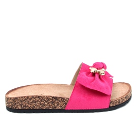 Loups Chaussons en liège Fuchsia avec un ours en peluche rose