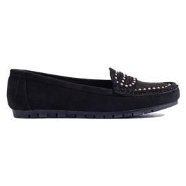 Mocassins femme en daim noir le noir