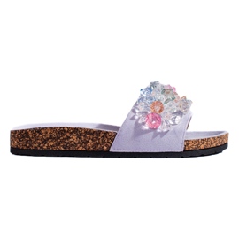 Tongs femme violettes en daim