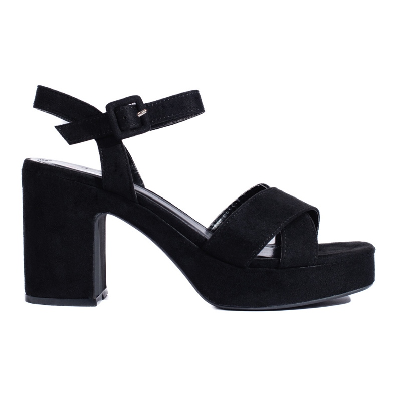 Sandales à talons femme en daim le noir