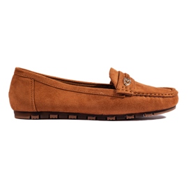 Mocassins femme en daim camel brun