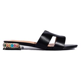 Claquettes plates femme noires