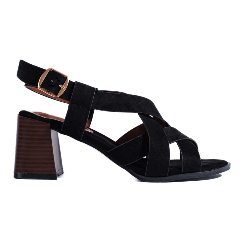 Sandales à talons en daim noir le noir