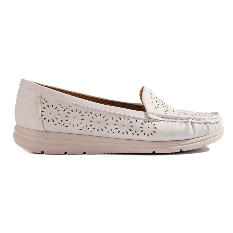 Mocassins femme blancs ajourés blanche