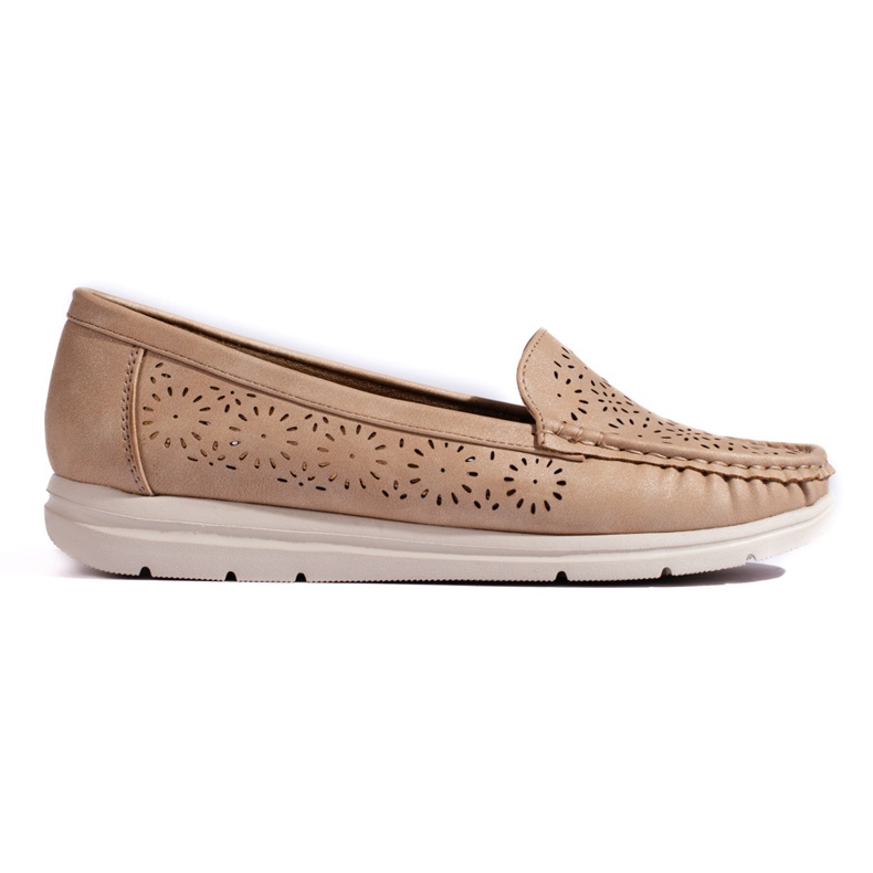 Mocassins ajourés femme, beige foncé