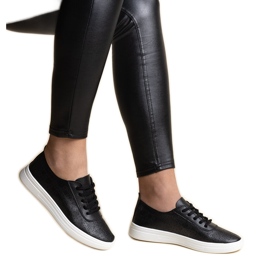Baskets en cuir écologique Whitley noires le noir