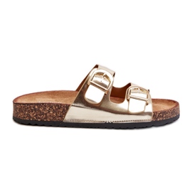 Tongs femme sur plateforme en liège à lanières, doré Doretta d'or